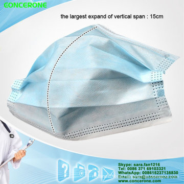 Non-Woven Fabric Disposable Face Mask with Earloop Ties